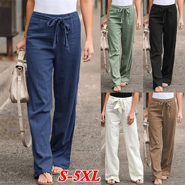 Casual High Waist Loose Wide Leg Pants for Women Spring Autumn New Female  Floor-Length White Suits Pants Ladies Long Trousers - AliExpress